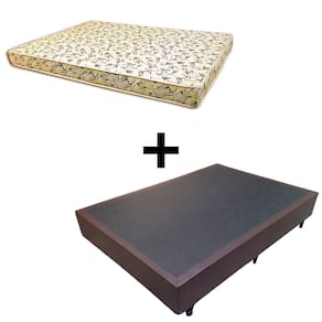 Cama Box Casal - Tecido Sintético Marrom Com Colchão Austrália Bello Box - 100% Espuma D26 Amarelo 54x138x188