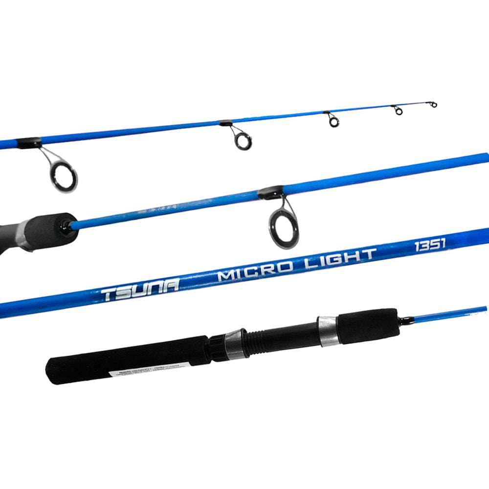 Vara Pesca Leve Molinete Tsuna Micro Light 1,35m 2-8 Lbs Fibra de Vidro