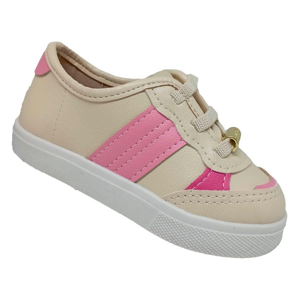 Tênis Molekinha 2118.565 Menina - Creme/Rosa