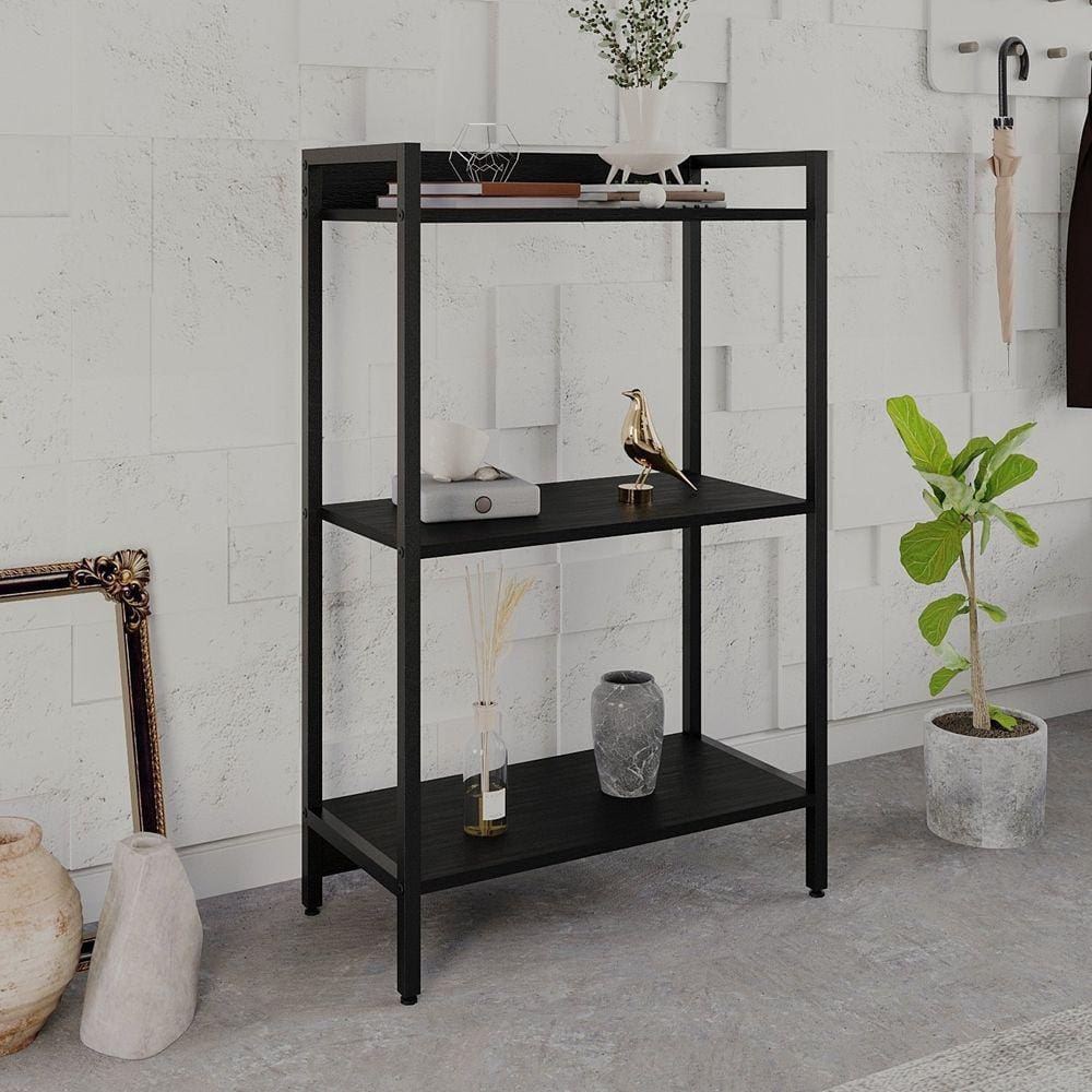 Estante para Livros Industrial Aço Multiuso 3 Prateleiras 104x60cm Active Yescasa Preto Onix