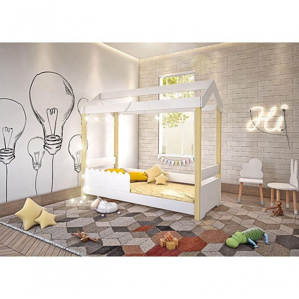 Cama Solteiro Jhulia Branco Com Led