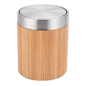 Lixeira Redonda Basculante 2,6l Bamboo E Inox 16x20cm
