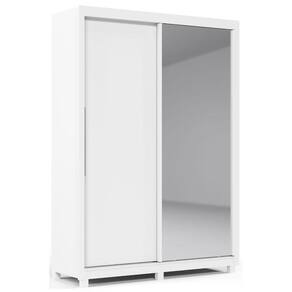 Guarda-Roupa com Espelho 2 Portas e Pés Royale Branco Acetinado - Gelius Móveis