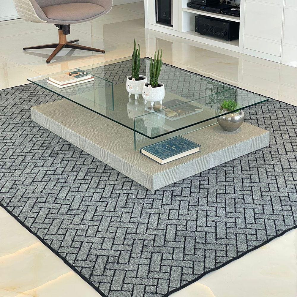 Tapete Carpete Elegante Trama 2,00 X 2,50 Titulos Cor Cinza