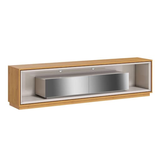 Rack Ópera 1.8 Off White com Nature e Espelho - Imcal Móveis Menor preço em Rack Ópera 1.8 Off White com Nature e Espelho - Imcal Móveis