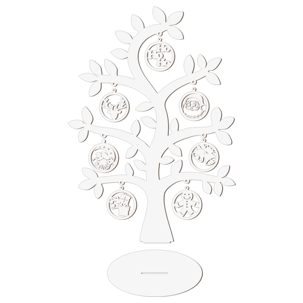 Árvore Branca Com Bolinhas De Natal 28cmx40cm - Cria Arte Laser