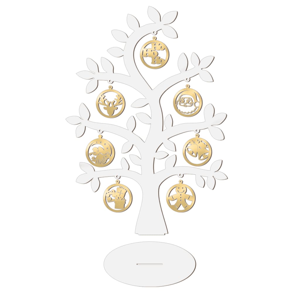 Árvore Branca Com Bolinhas De Natal 28cmx40cm - Cria Arte Laser
