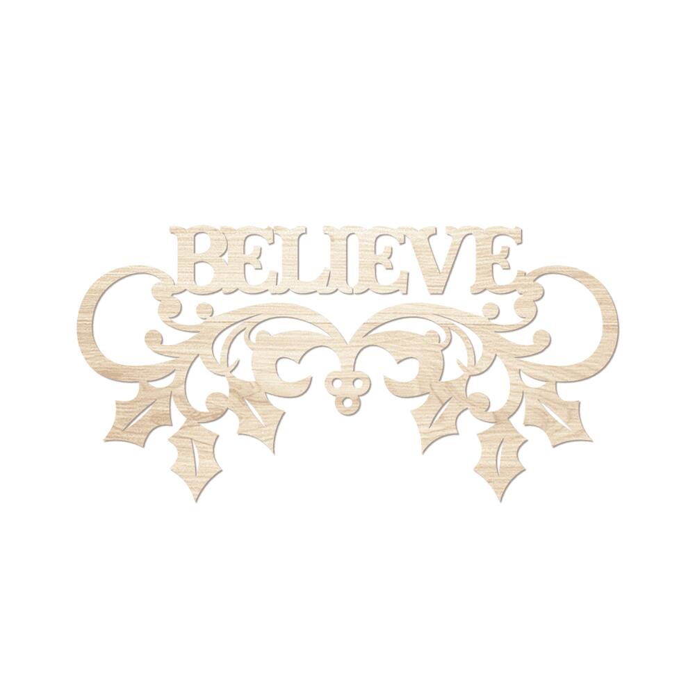 Believe Com Ramos 40cmx20cm - Cria Arte Laser