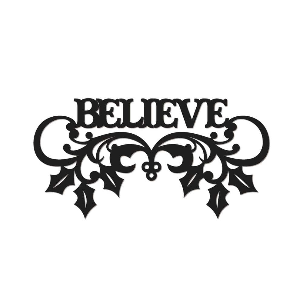 Believe Com Ramos 40cmx20cm - Cria Arte Laser