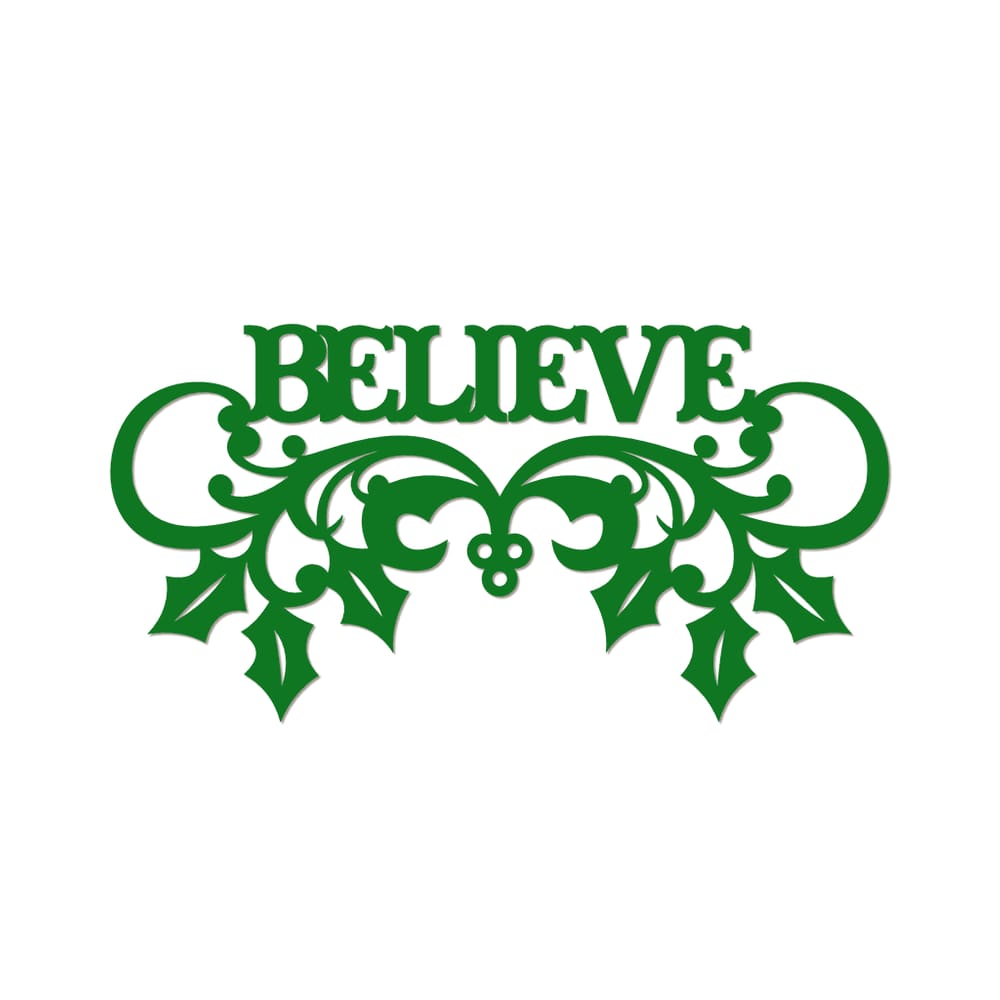 Believe Com Ramos 40cmx20cm - Cria Arte Laser
