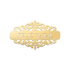 Placa Feliz Natal Com Arabesco 30cmx17cm - Cria Arte Laser