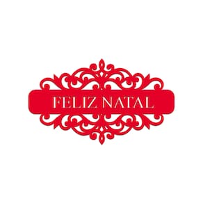 Placa Feliz Natal Com Arabesco 30cmx17cm - Cria Arte Laser