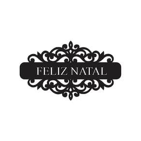 Placa Feliz Natal Com Arabesco 30cmx17cm - Cria Arte Laser