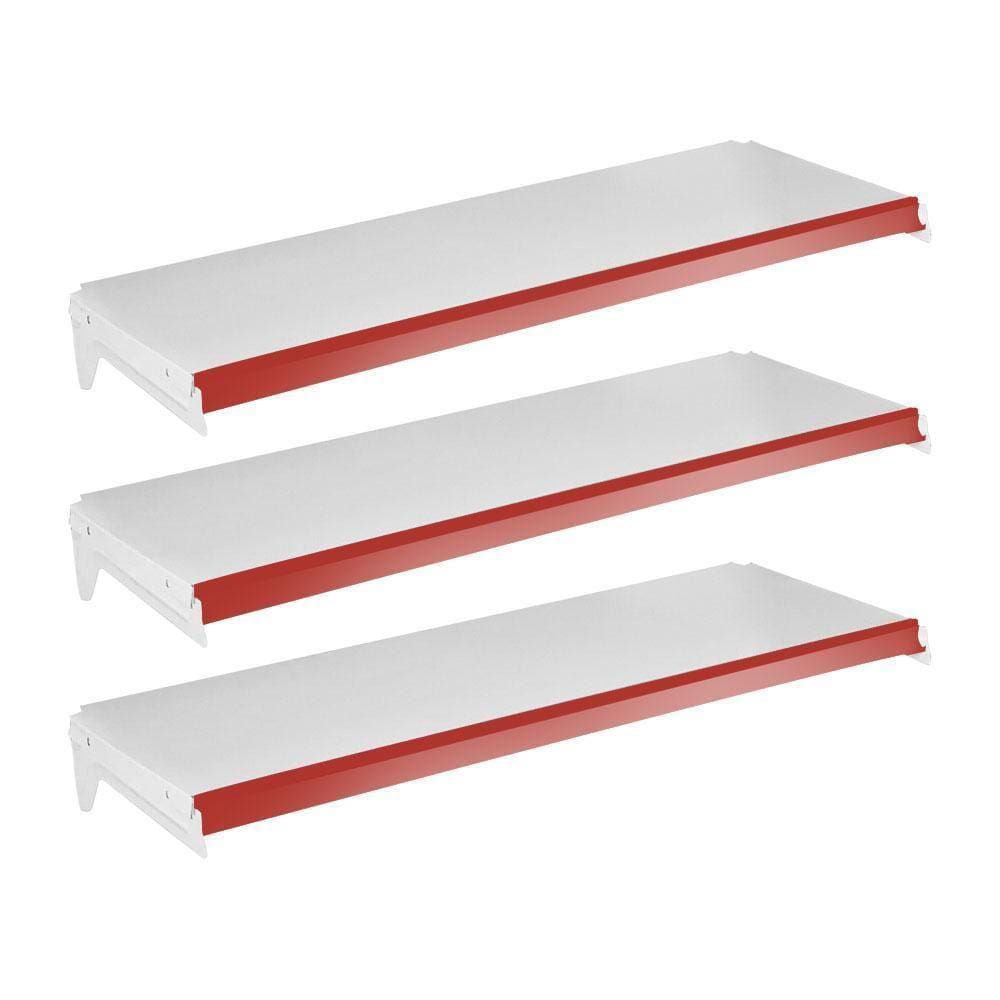 3 Bandejas Gôndolas New Plus 30X91 E Pe Vermelho Sa Gôndolas