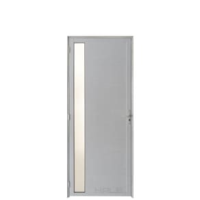 Porta Lambril C/Visor e Fechadura Aluminio Branco 2.10 x 0.80 - Lado Direito - Hale