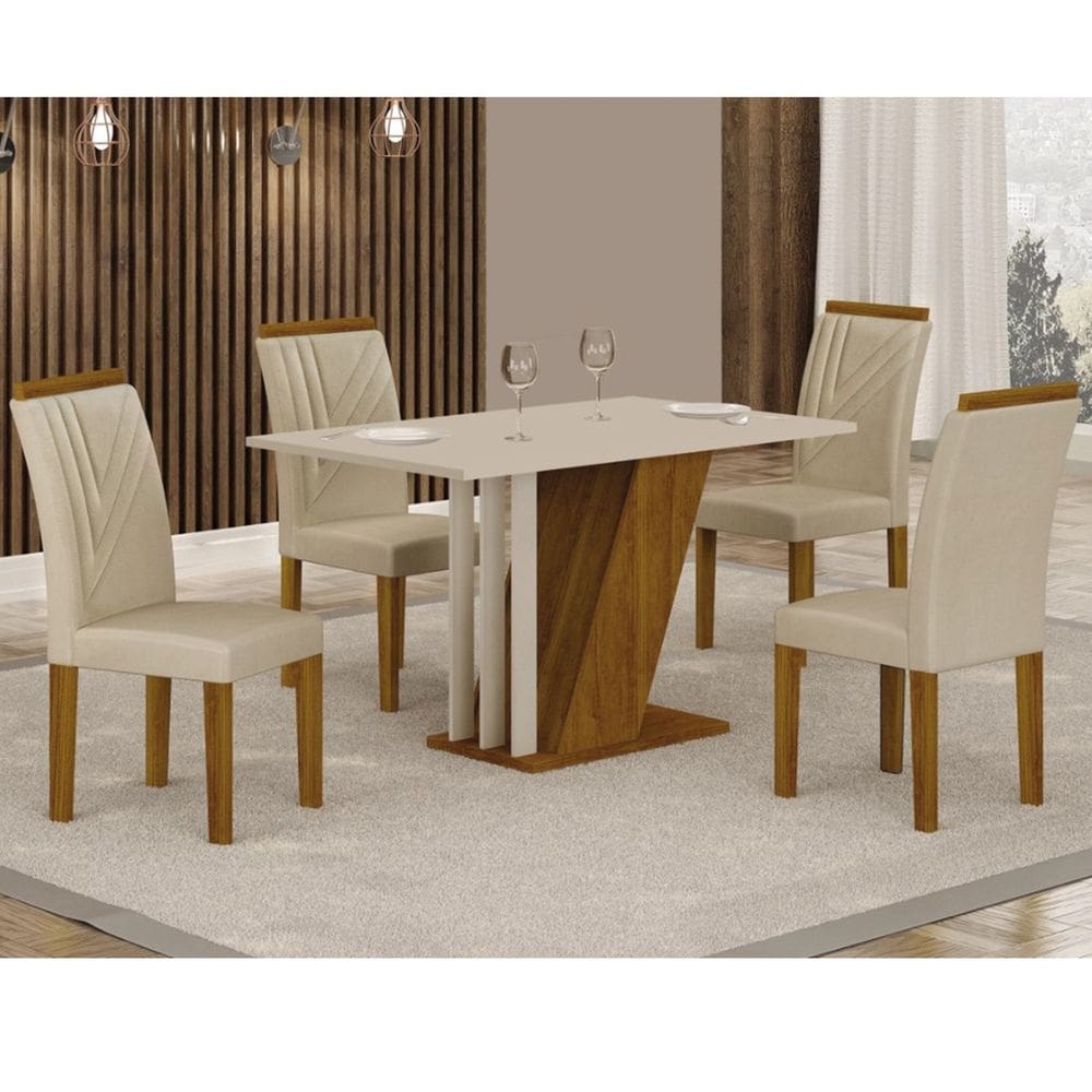 Conjunto Sala de Jantar Mesa 120 Cm Tampo MDF 4 Cadeiras Lupita Casa 812 -  Conjunto Sala de Jantar - Magazine Luiza