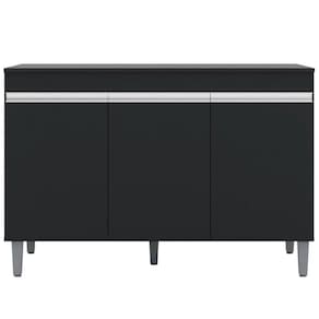 Balcão Gabinete De Pia Sem Tampo 120Cm 3 Portas Manu Preto