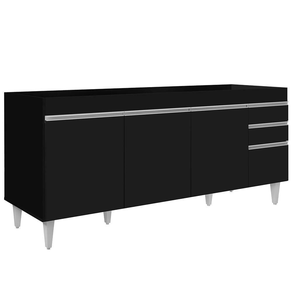 Balcão Gabinete Para Pia 180Cm Dallas Preto