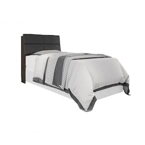 Cabeceira Box Solteiro 0,88 Isis Chocolate Com Painel Preto