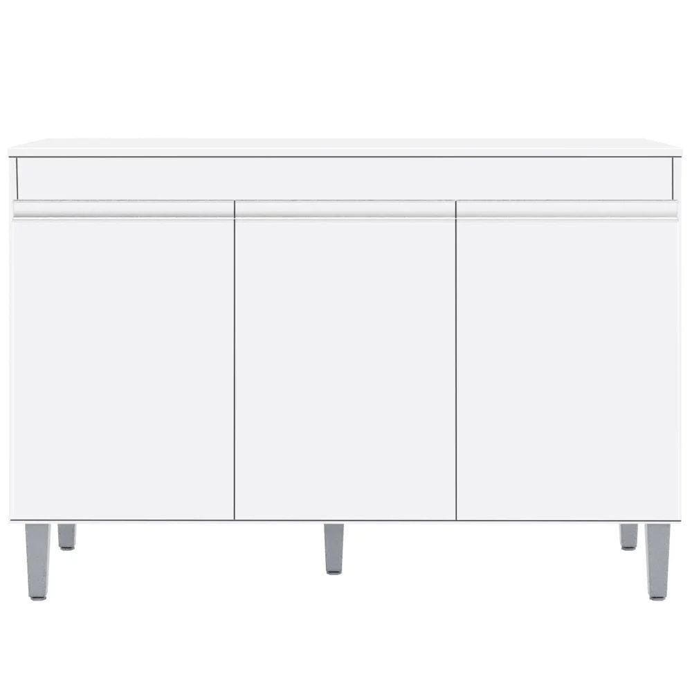 Balcão Gabinete De Pia Sem Tampo 120Cm 3 Portas Manu Branco