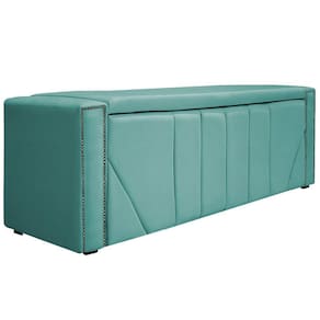Calçadeira Baú Solteiro P02 90cm Para SuedeAzul Tiffany
