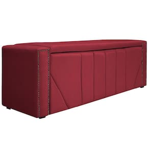 Calçadeira Baú Casal P02 140cm Para Cama Box SuedeVermelho