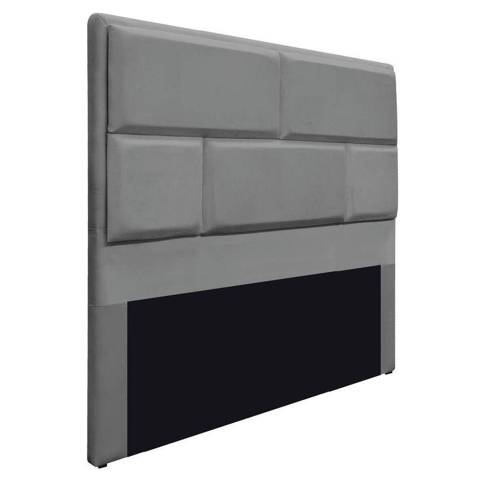 Cabeceira Casal Brick P02 140 cm Para Cama Box Suede Cinza