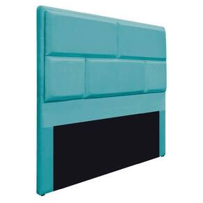 Cabeceira Queen Brick 160 Cm Cama Box Suede Azul Turquesa