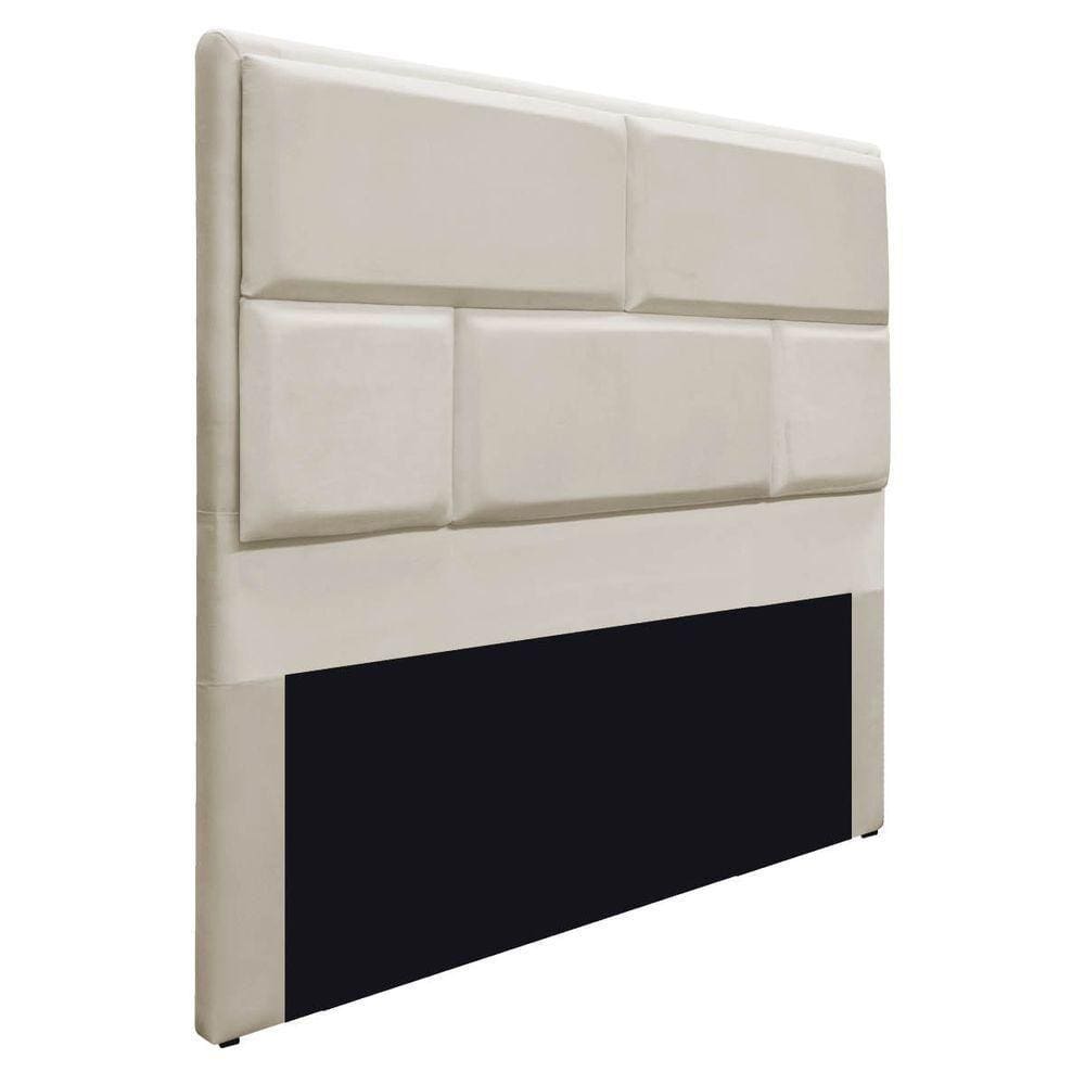 Cabeceira King Brick P02 195 cm Para Cama Box Suede Bege