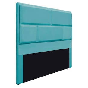 Cabeceira King Brick 195 Cm Cama Box Suede Azul Turquesa