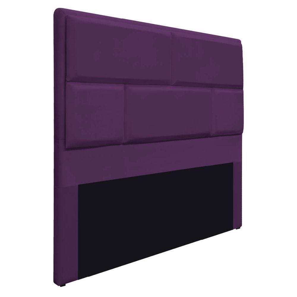 Cabeceira King Brick P02 195 cm Para Cama Box Suede Roxo