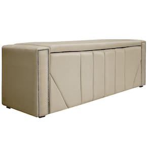 Calçadeira Baú King P02 195cm Para Cama Box CoranoBege