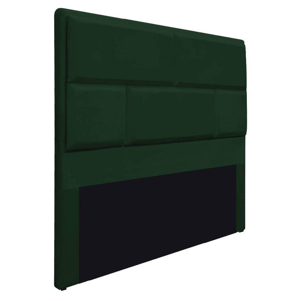 Cabeceira Casal Brick 140 Cm Cama Box Suede Verde