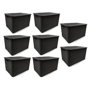 Kit 10 Caixas Organizadoras Rattan Preta 20 Litros Arqplast