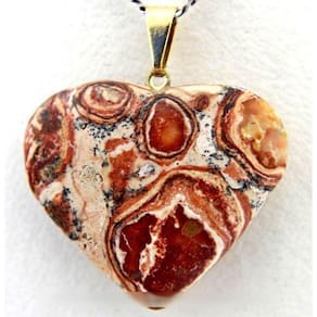 Colar Coração Jaspe Leopardita Natural Montagem Dourado