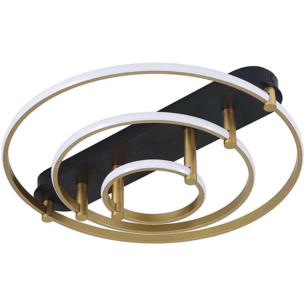 Plafon Listo Led Redondo Ø60/40/20Cm Preto E Dourado