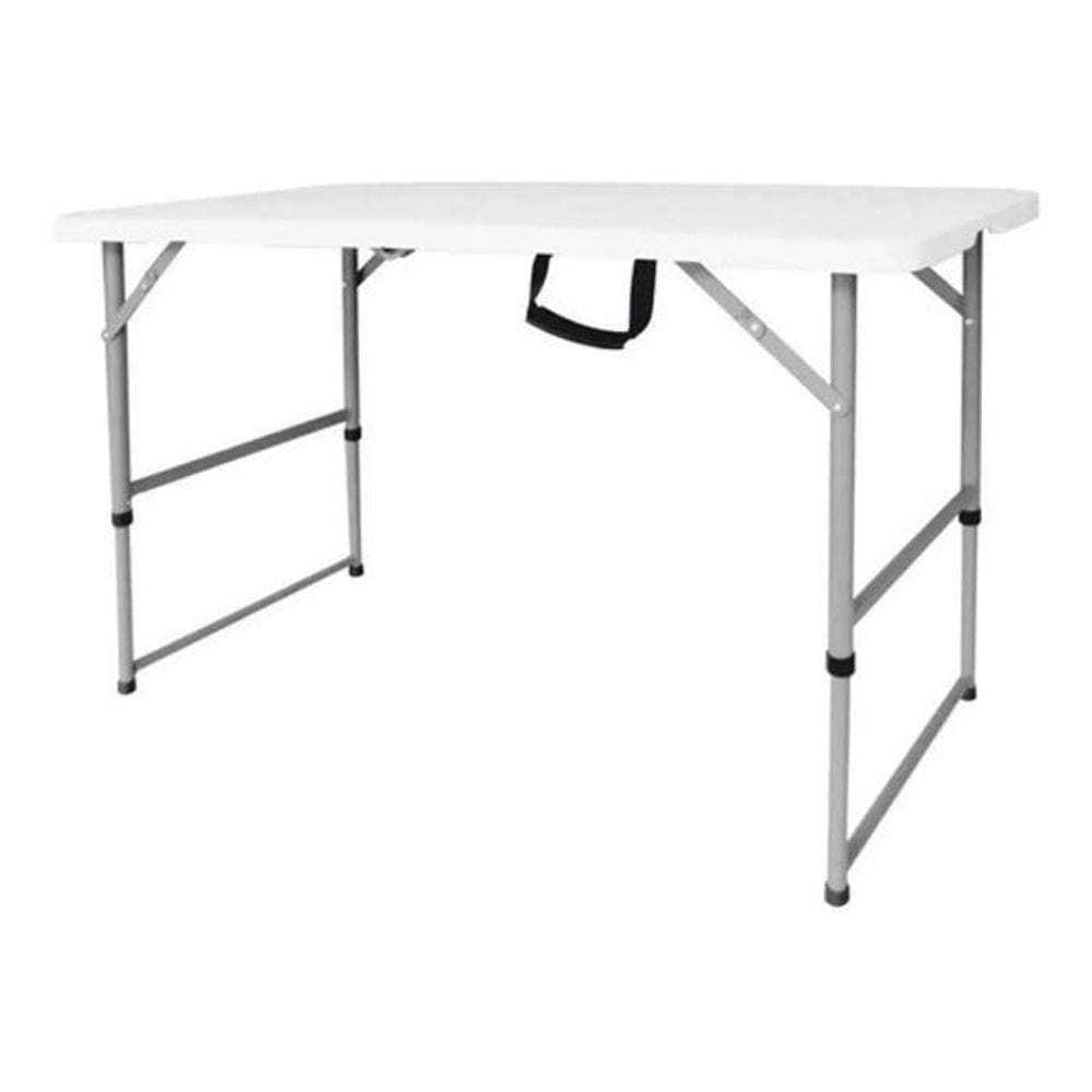 Mesa Dobrável Vira Maleta 122Cm Camping Praia - Branco