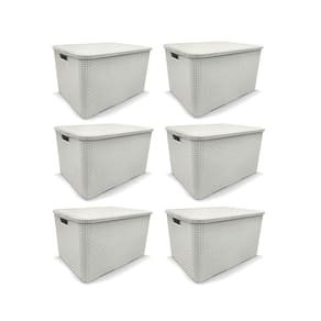 Kit 6 Caixas Organizadoras Rattan Branca 15 Litros Arqplast