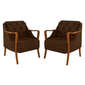 Kit 2 Poltronas Decorativas para Sala de Estar Capitonê Lapa M22 Veludo Marrom - Mpozenato