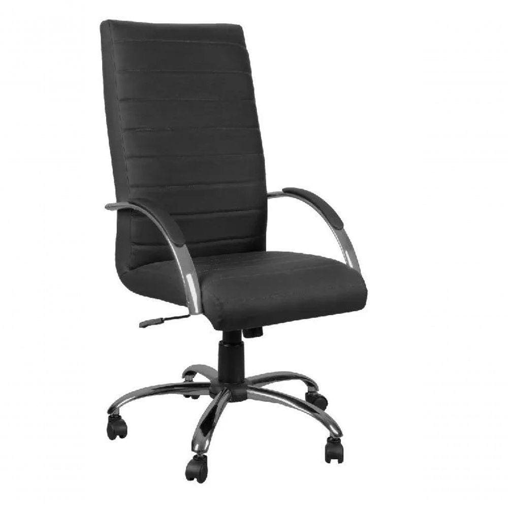 Cadeira Roma Presidente Preta Base Cromada 100% Nacional