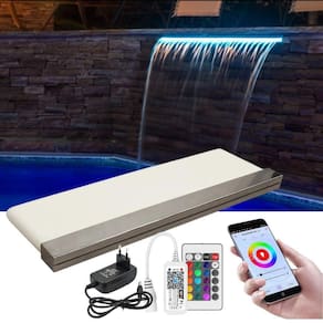 Cascata Piscina 80Cm Embutir Iluminação Led Rgb E