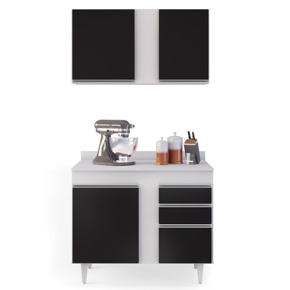 Armário Aéreo 100Cm Luziania Branco/Preto