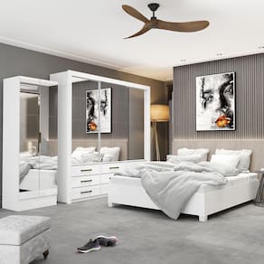 Quarto Completo Casal Anjos Sapateira 2 Portas E Cama Branco