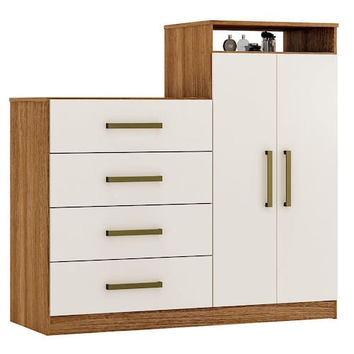 imagem-Cômoda 2 Portas 4 Gavetas Áurea Amêndola Touch Off White 4270 Demóbile