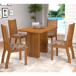 Conjunto Sala De Jantar Completa Mesa 4 Cadeiras Quick Viero
