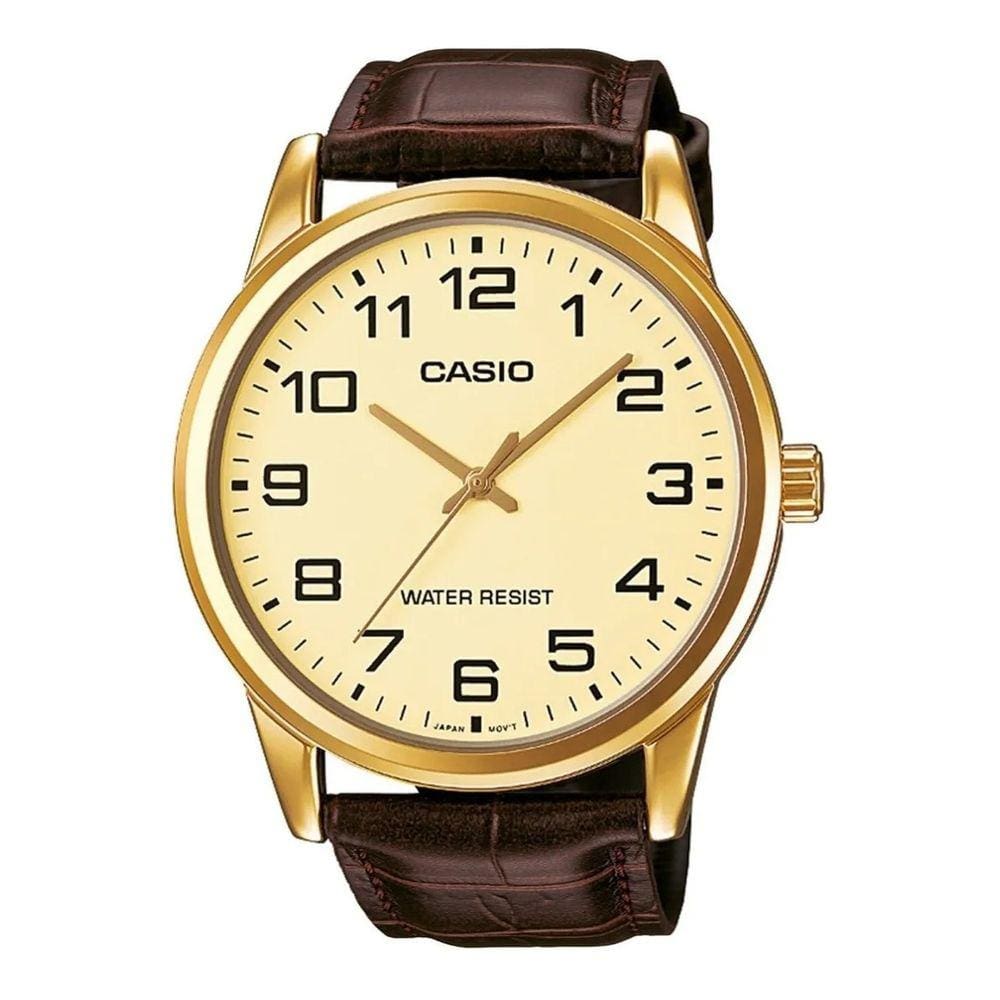 Relógio Casio Masculino Collection Couro Mtp-V001gl-9Budf