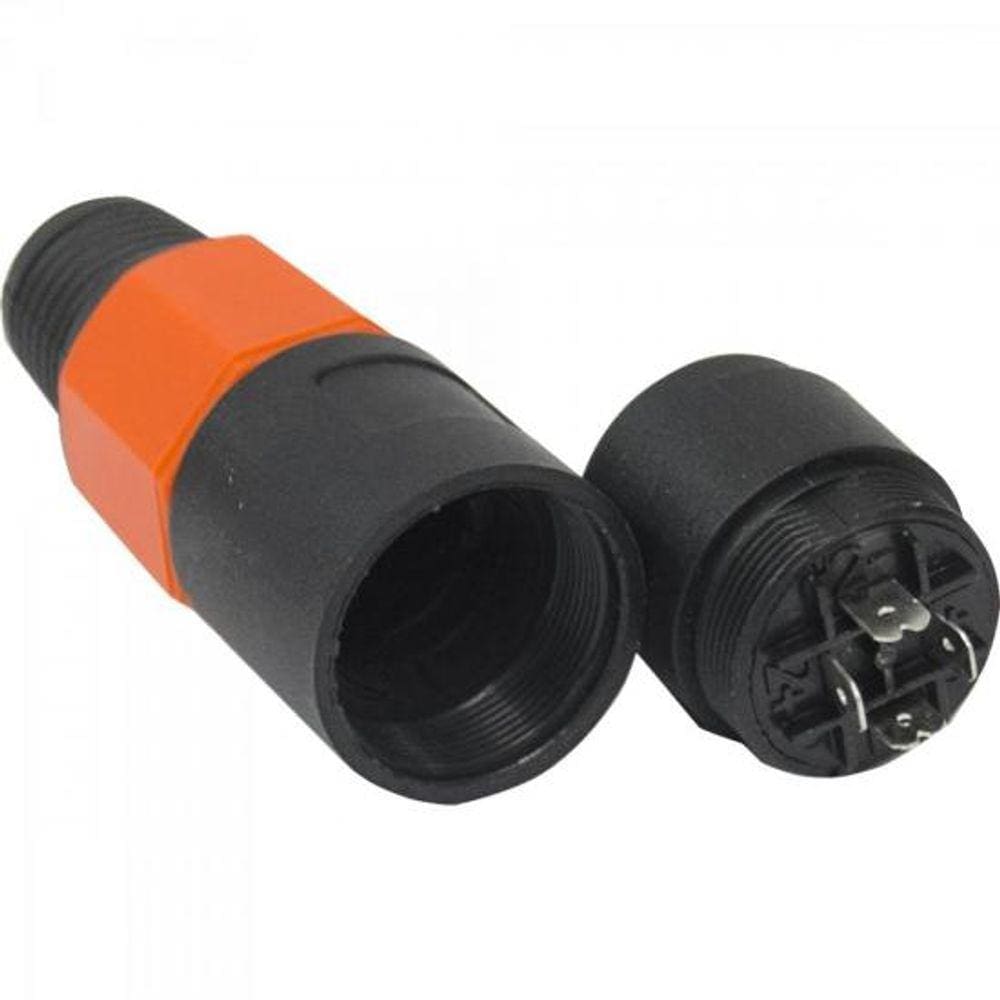 Conector Speakon de Linha Femea 4 Polos JCSP0003 PRETO/LARANJA STORM