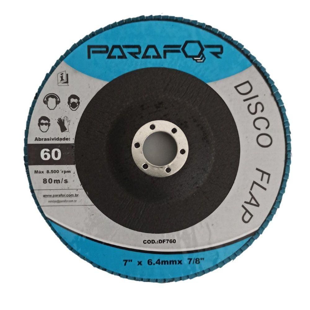 10 Discos Flap - 7 X 7/8 X 6.4 Grão 60
