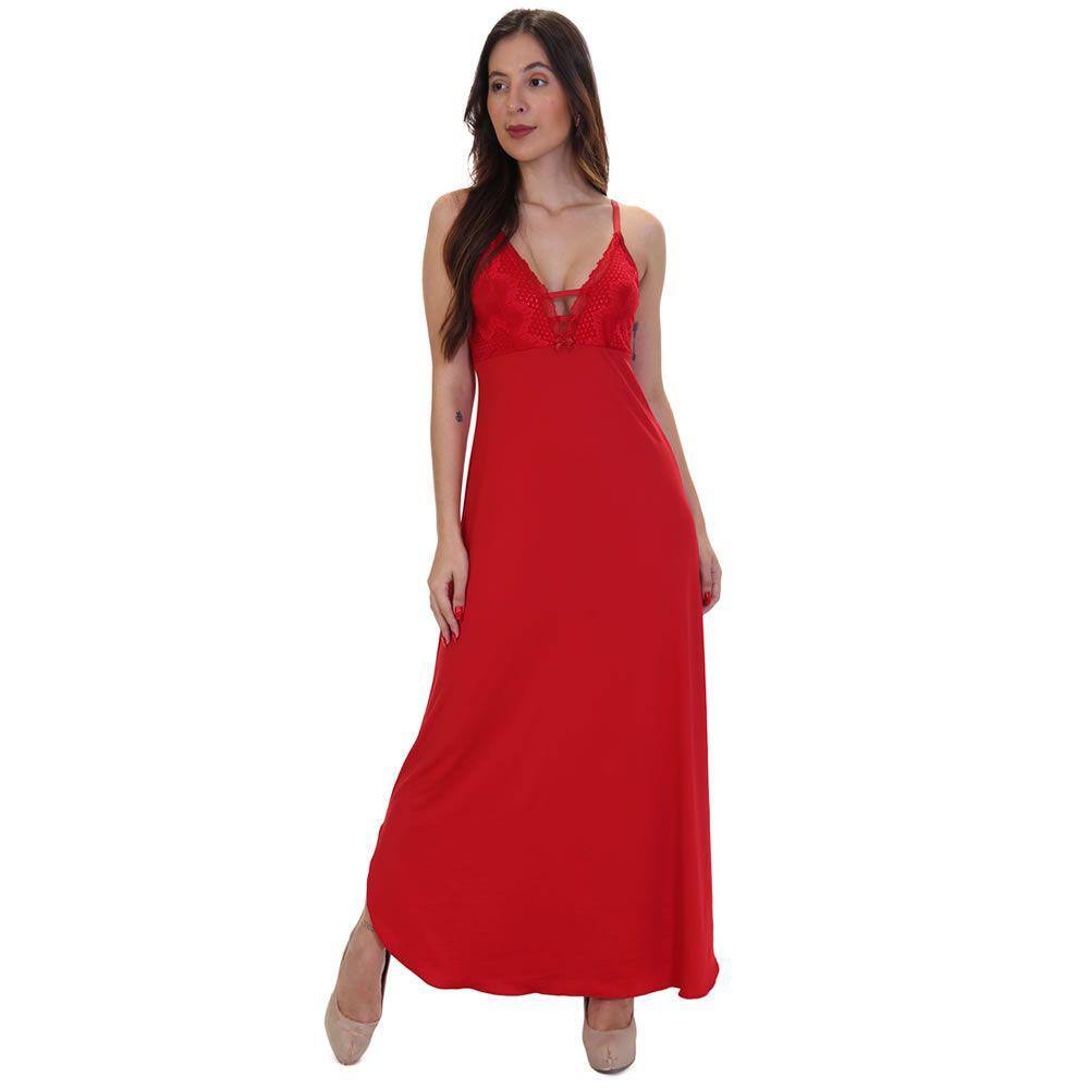 Camisola Longa Sexy Luxo Confortável Pijama Linha Noite Estilo Sedutor - DR327