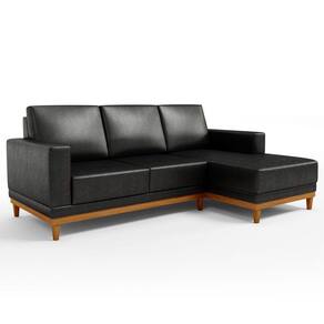 Sofá 200cm Com Chaise Esquerdo Kayrós Couríssimo D05 Preto - Mpozenato